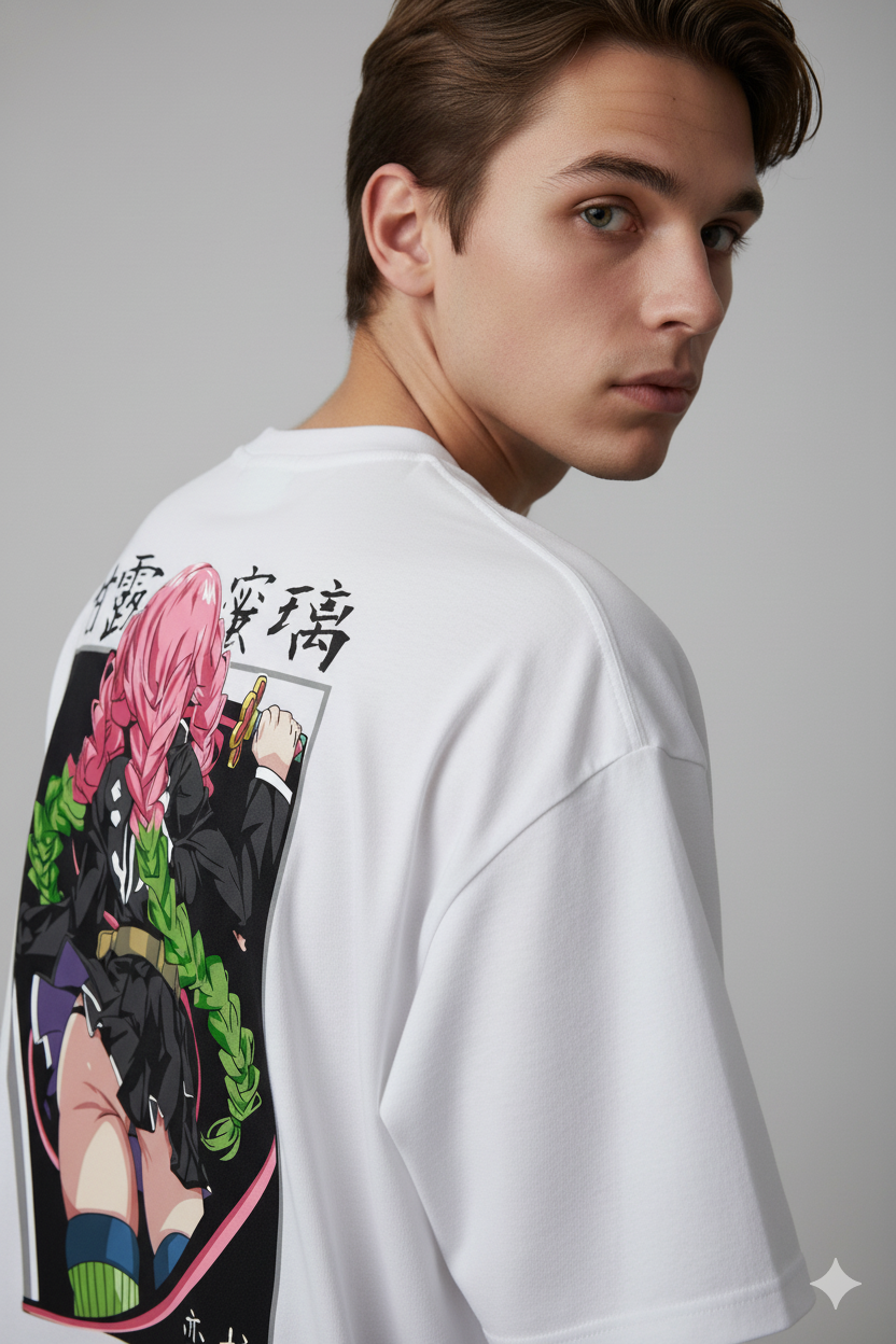Camiseta "Mitsuri Kanroji - Hashira do Amor" (Trança em Destaque) - A Elegância de Demon Slayer!