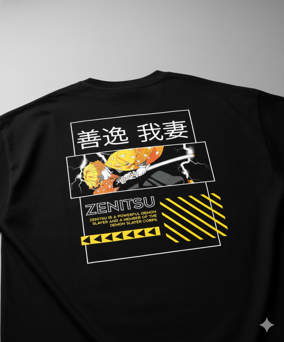 Camiseta "Zenitsu Agatsuma - Primeira Forma do Trovão" - A Velocidade Elétrica de Demon Slayer!