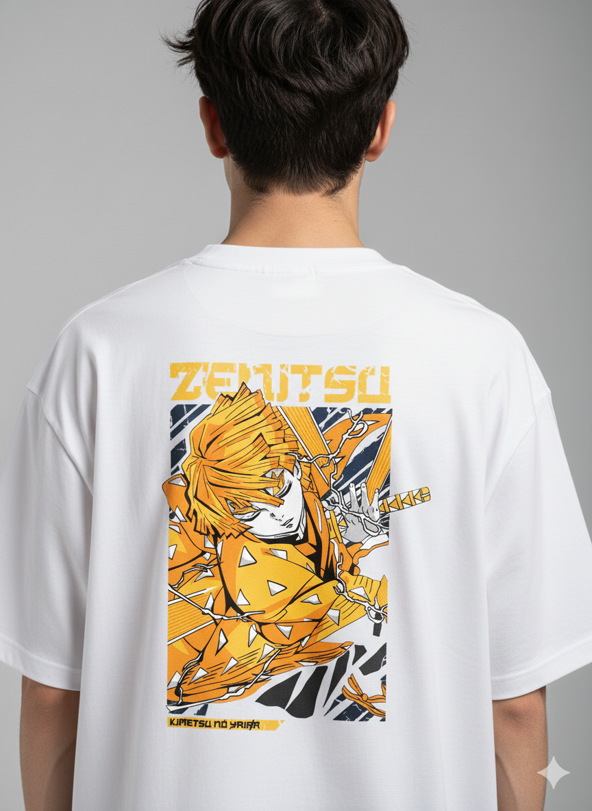 Camiseta "Zenitsu Agatsuma - Deus do Trovão" - O Poder Relâmpago de Demon Slayer!