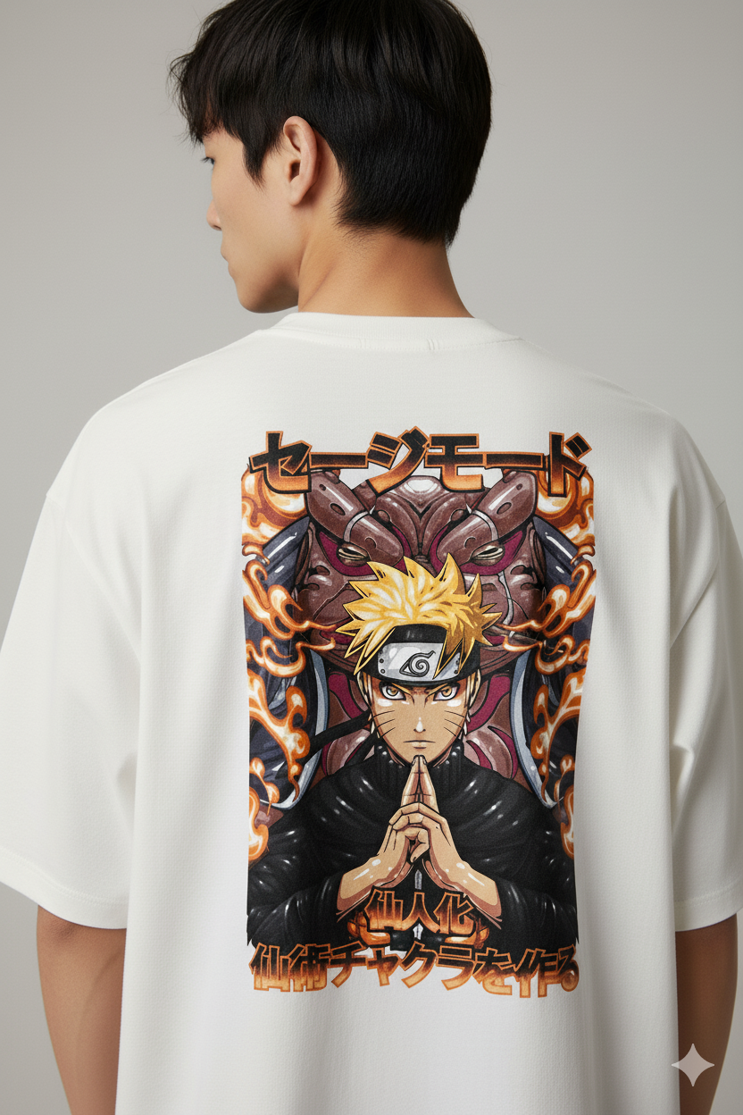 Camiseta Anime Naruto Uzumaki - Modo Sábio Sage Mode - Chakra Laranja