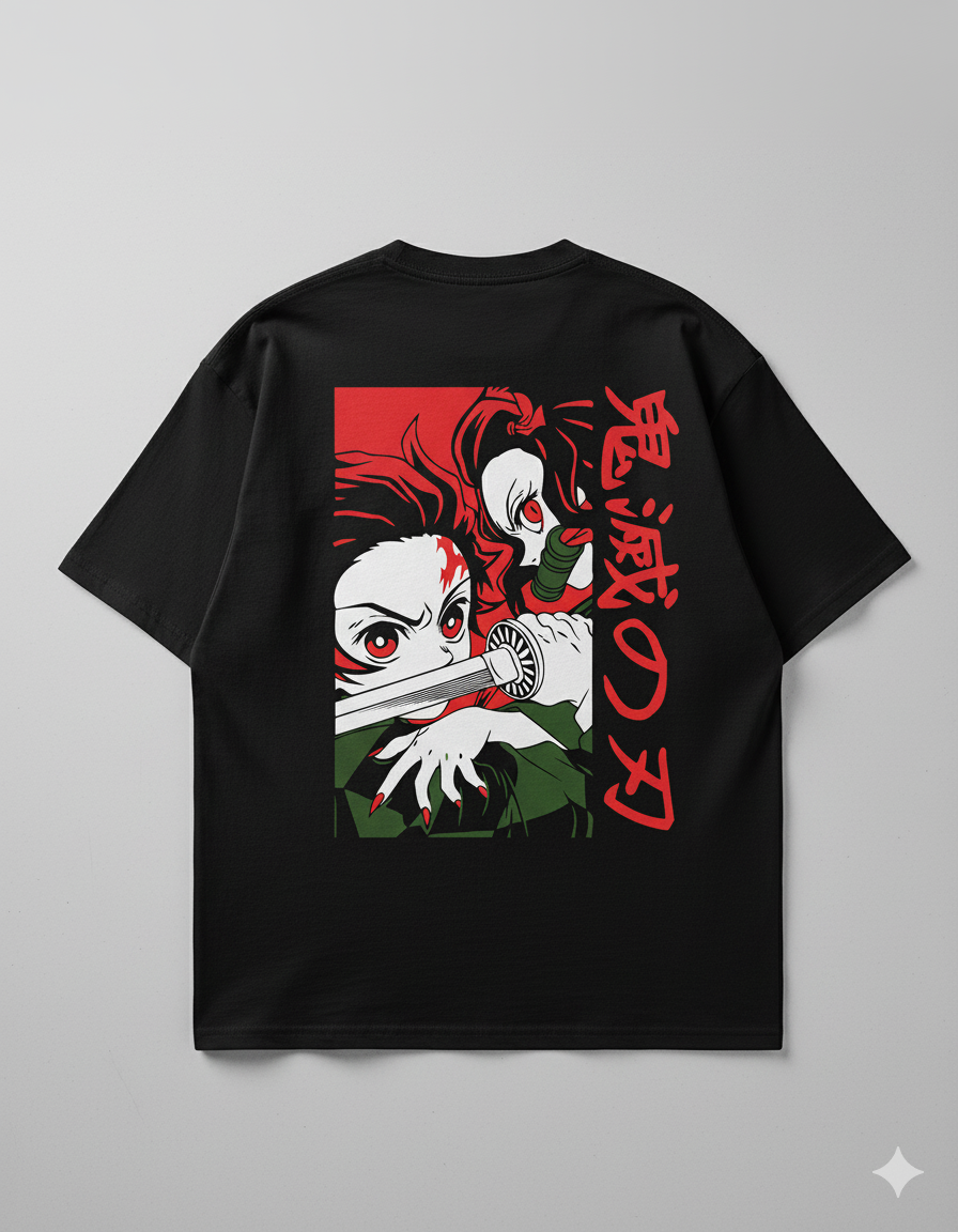 Camiseta "Nezuko e Tanjiro - O Elo de Sangue" - A Dupla Protagonista de Demon Slayer!