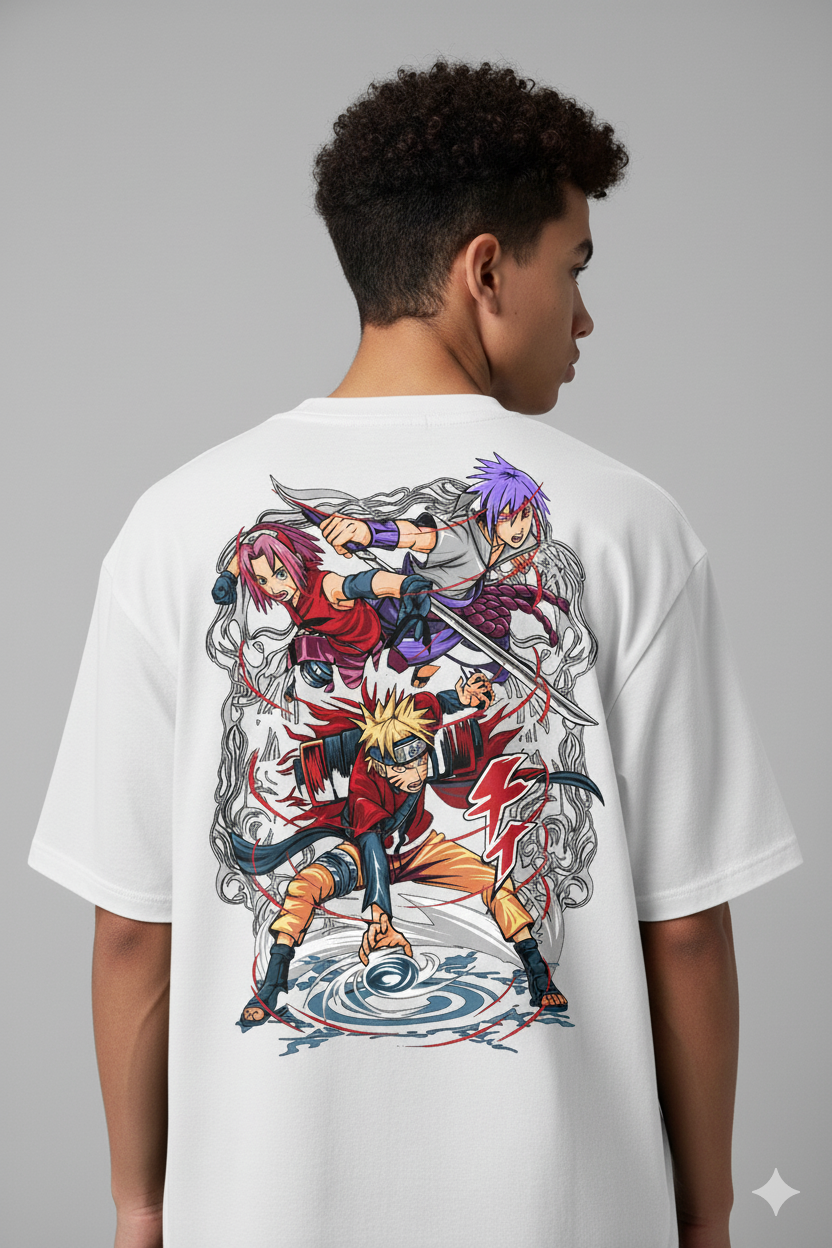 Camiseta Anime Naruto Team 7 - Naruto, Sasuke e Sakura