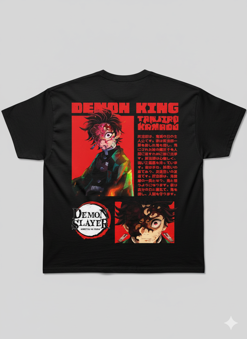 Camiseta "Tanjiro Kamado - Rei Demônio Despertado" - A Fúria Devastadora de Demon Slayer!