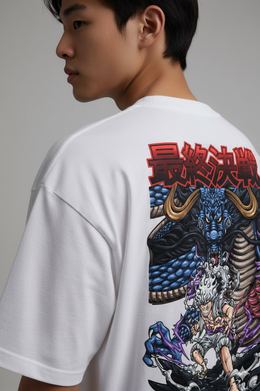 Camiseta Anime Luffy vs Kaido - Gear 5 Dragão - One Piece Final Battle