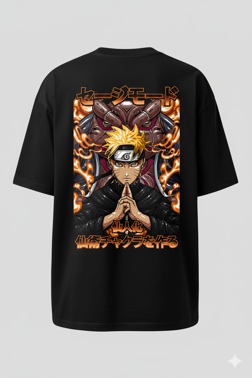 Camiseta Anime Naruto Uzumaki - Modo Sábio Sage Mode - Chakra Laranja