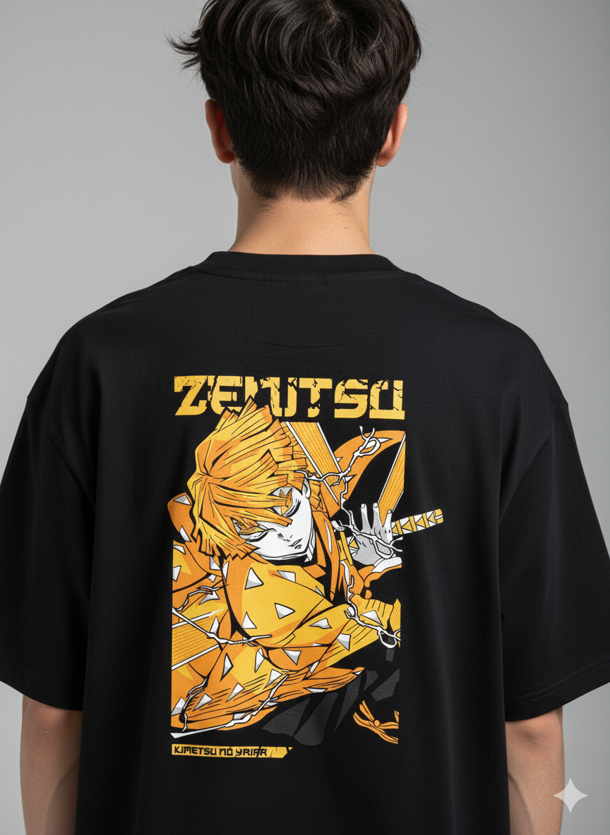 Camiseta "Zenitsu Agatsuma - Deus do Trovão" - O Poder Relâmpago de Demon Slayer!