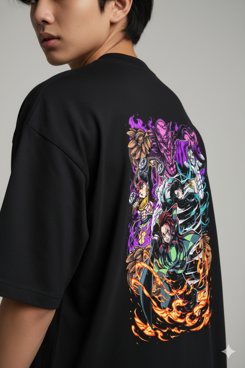 Camiseta "Universo Demon Slayer: Heróis e Vilões" - O Elenco Completo em um Design Épico!
