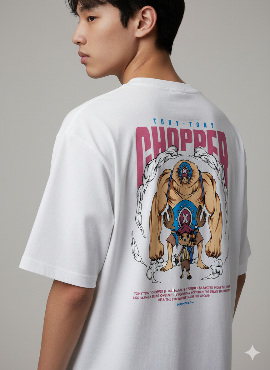Camiseta Anime Tony Tony Chopper - One Piece - Estampa Rosa e Marrom