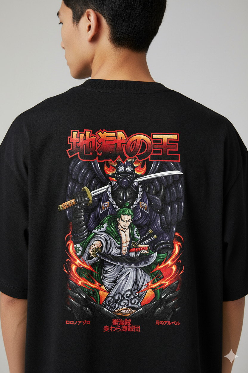 Camiseta Anime Roronoa Zoro - Rei do Inferno - Demônio Asura - One Piece