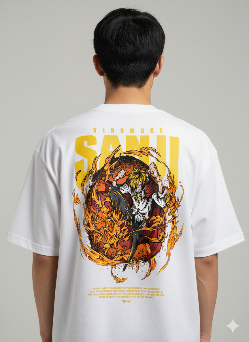 Camiseta Anime Vinsmoke Sanji - One Piece - Estampa Chamas Diable Jambe