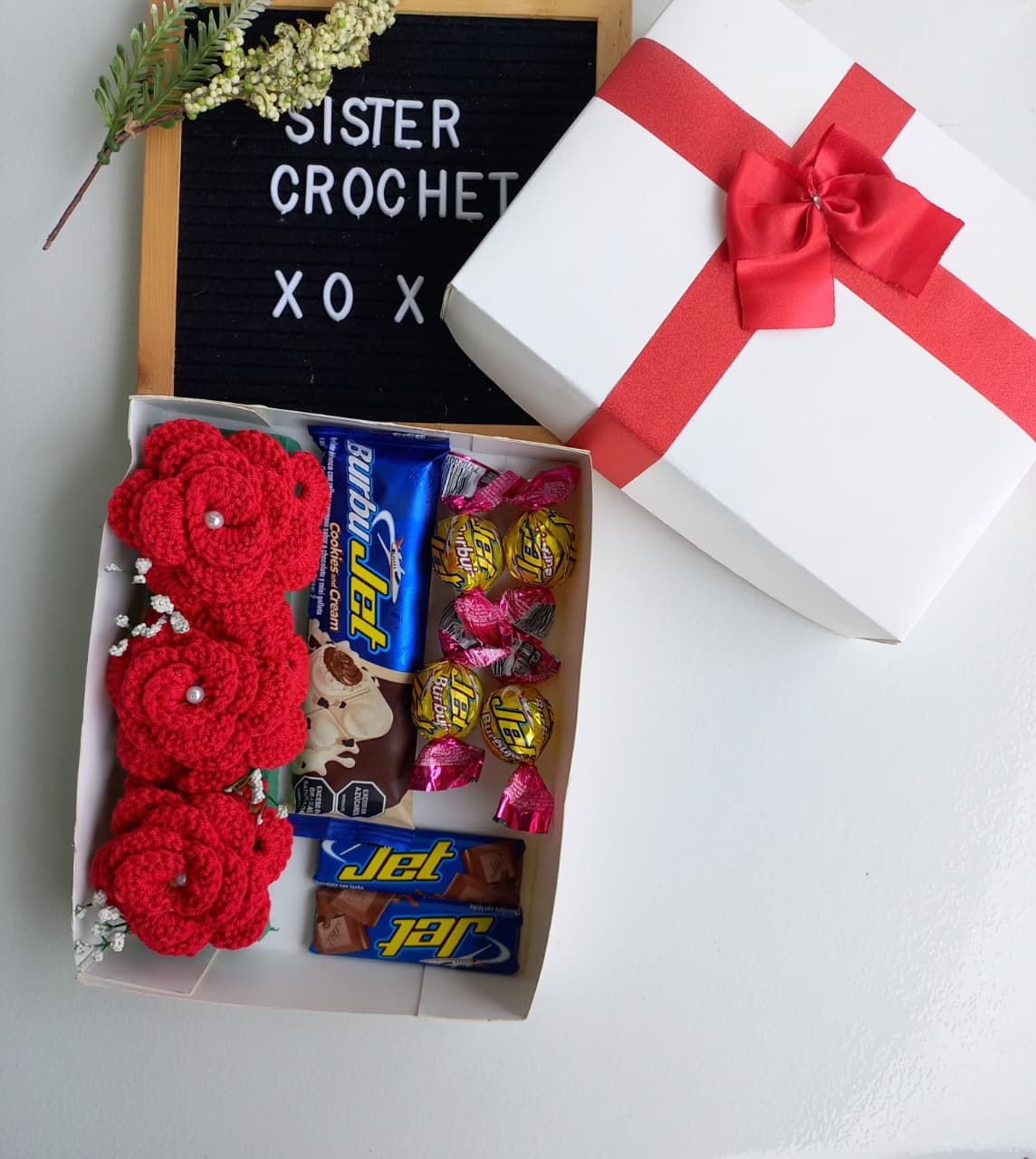 Caja de rosas a crochet