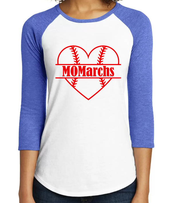 MOMarchs Baseball Heart Raglan Shirt