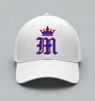 White Baseball Cap with blue team logo