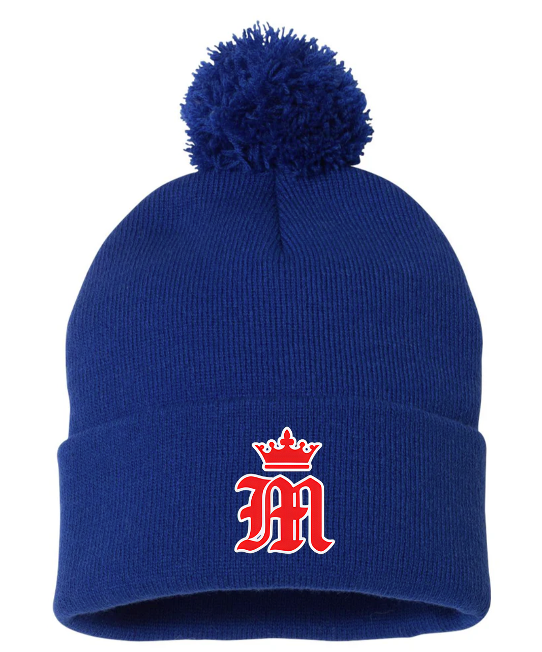 Classic, Long Knit Cuffed Beanie with Pom Pom