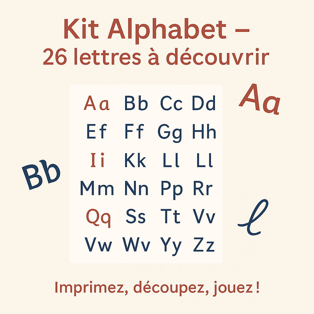 🔤 Kit Alphabet – 26 lettres à découvrir (capitale, cursive, voyelles/consonnes)