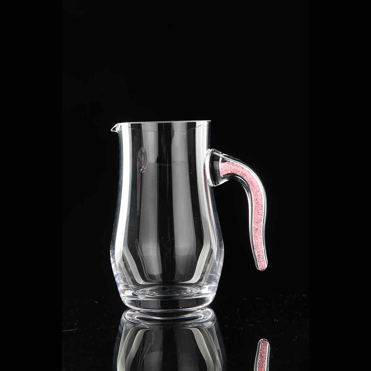 Glass Pitcher with Pink Handle