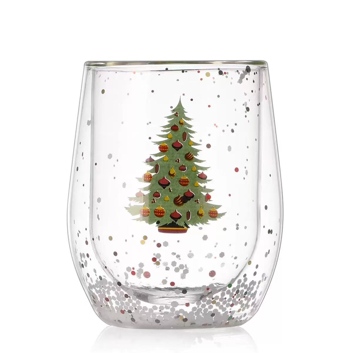 Double Wall Christmas Confetti Glass Mug Wholesale in China | A Festive Mug That Captures Motion and Light