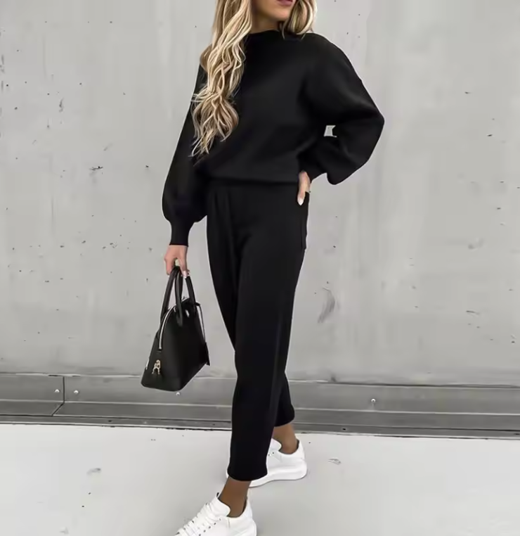 Women's Black Casual Tracksuit