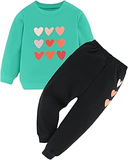 Children's heart print sweatshirt and pants set