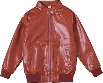 Brown faux leather jacket for kids