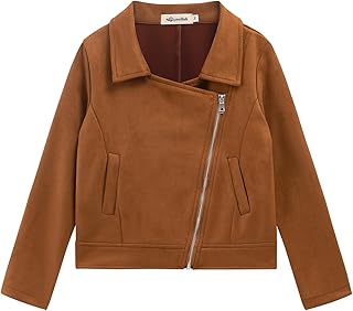 Brown Faux Suede Biker Jacket