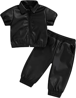 Kids Black Faux Leather Outfit