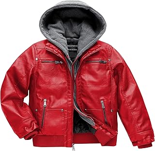 Red Faux Leather Hooded Jacket