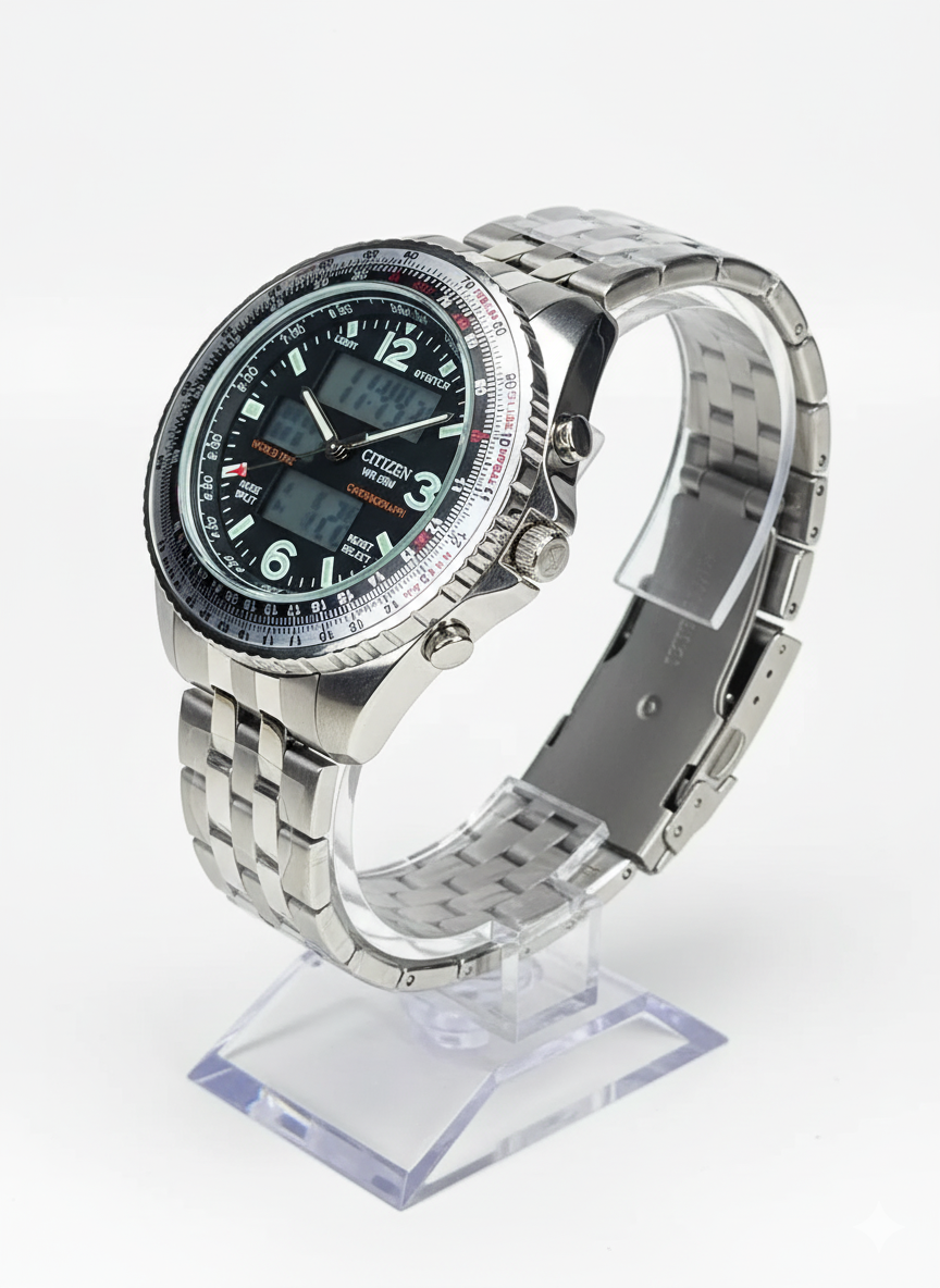 Relógio De Pulso Citizen Pro-Master Wingman VI JQ8008 3 Janelas funcional