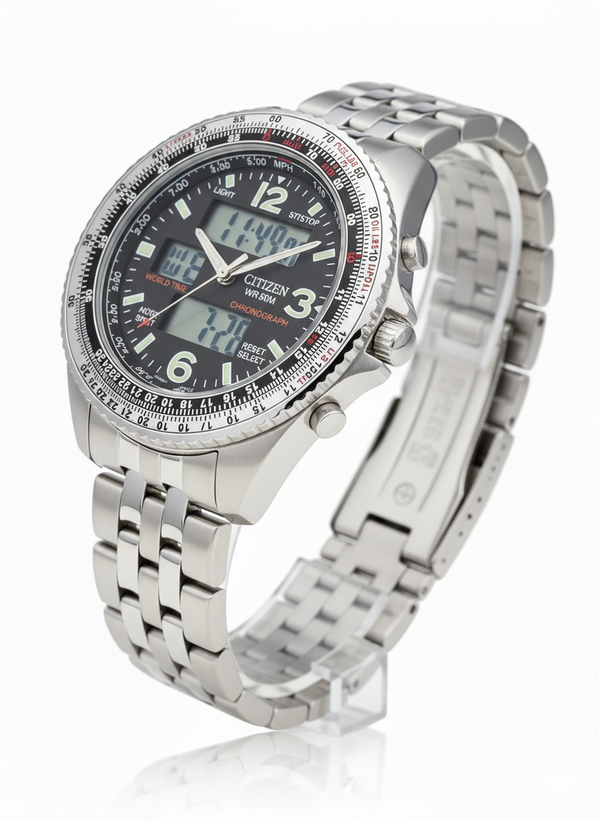 Relógio De Pulso Citizen Pro-Master Wingman VI JQ8008 3 Janelas funcional