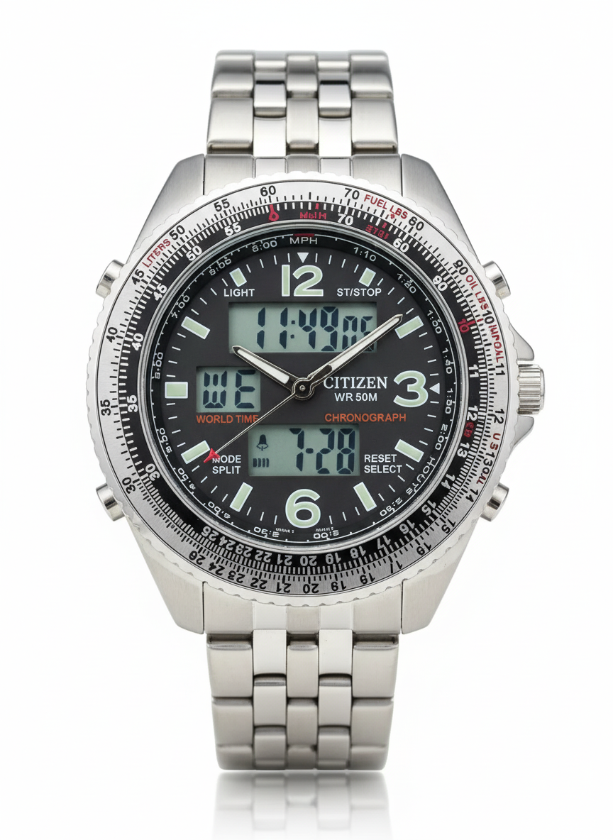Relógio De Pulso Citizen Pro-Master Wingman VI JQ8008 3 Janelas funcional