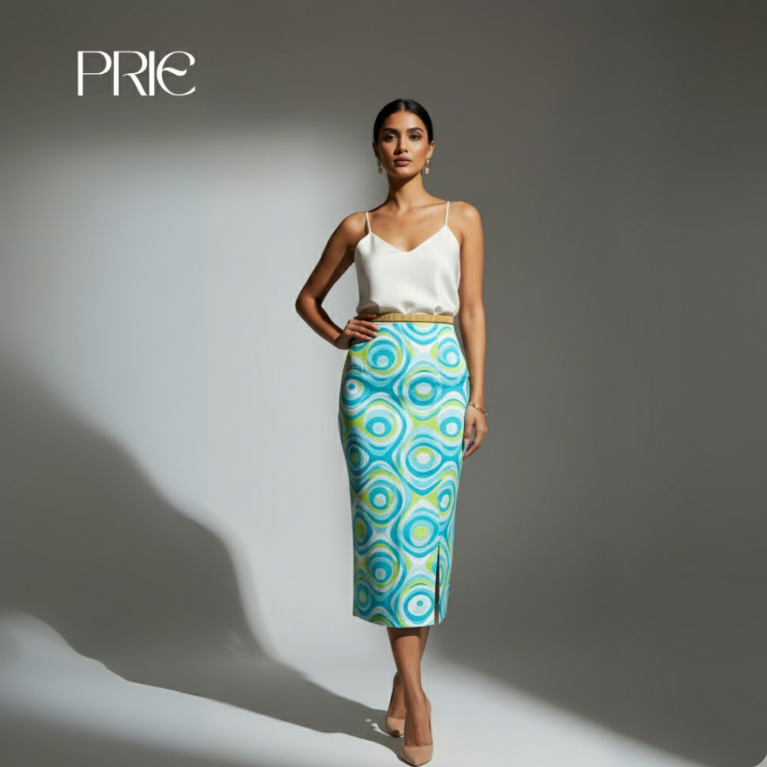 Aqua Ripple Midi Skirt