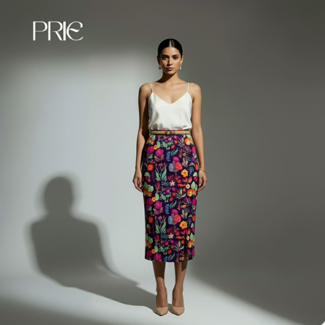 Midnight Bloom Pencil Skirt