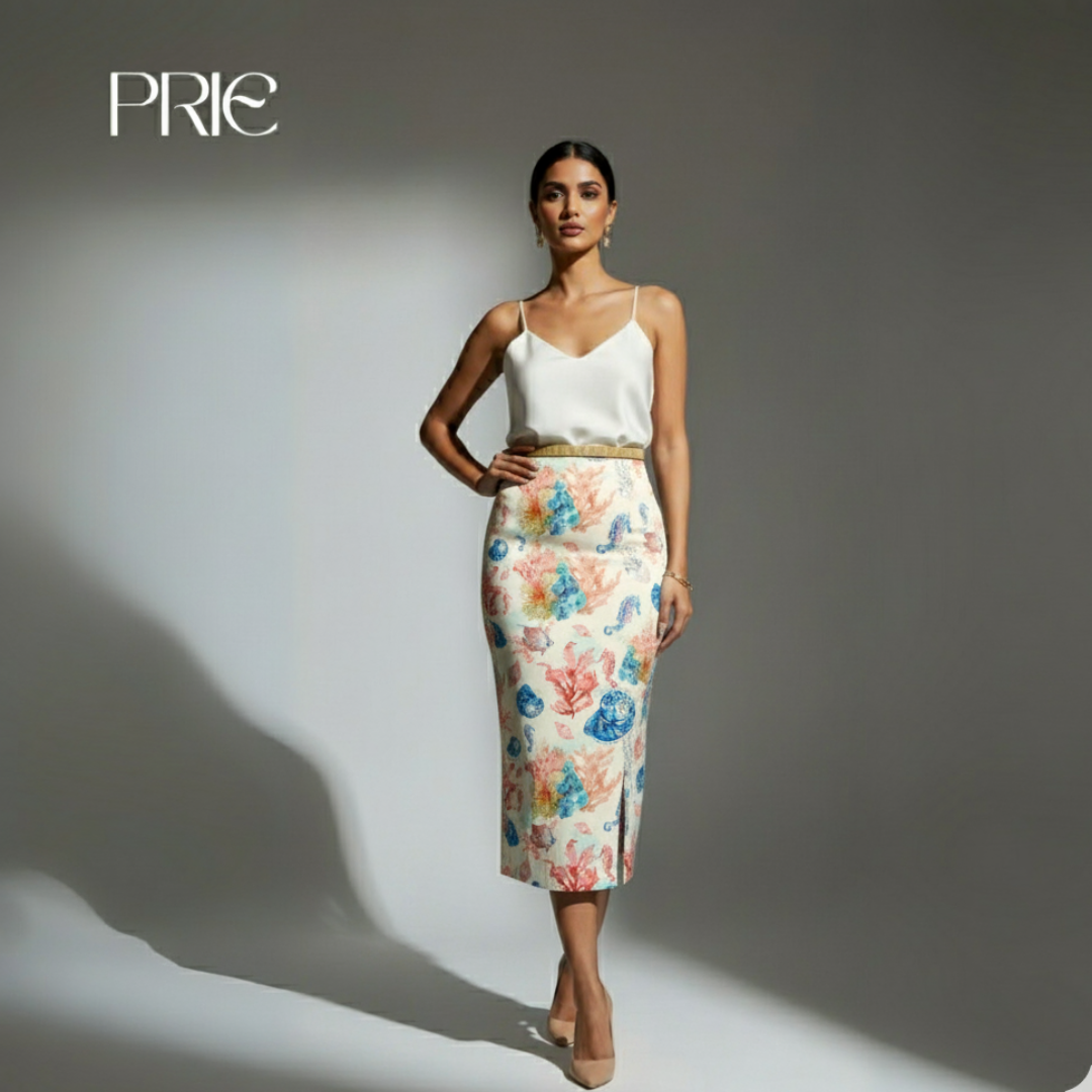 Coral Cove Elegance Midi Skirt