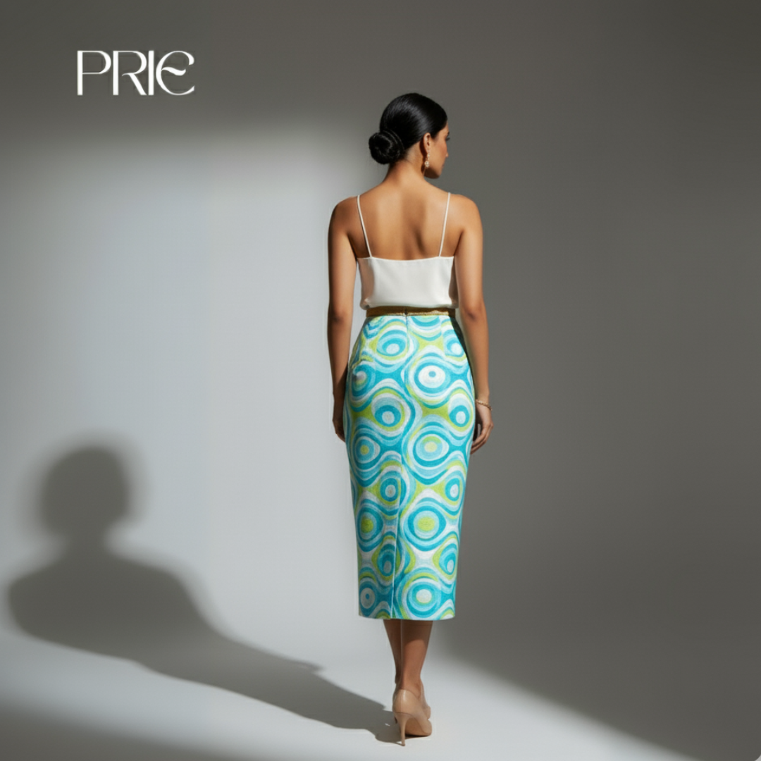 Aqua Ripple Midi Skirt