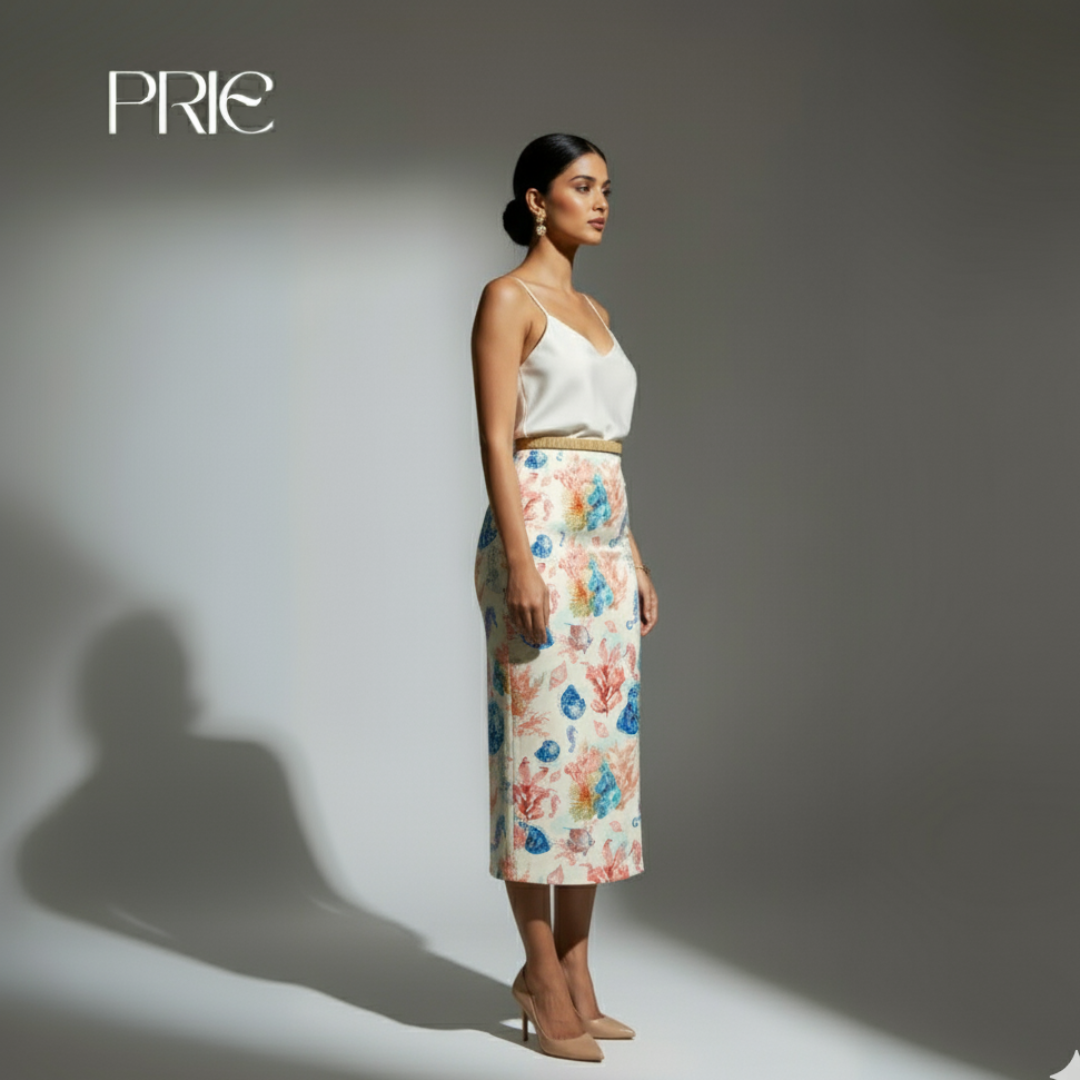 Coral Cove Elegance Midi Skirt