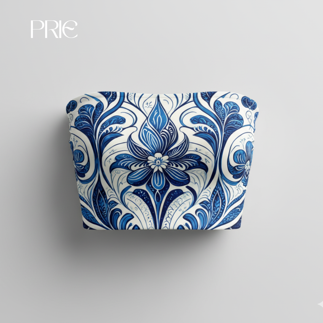 Blue Floral Strapless Top