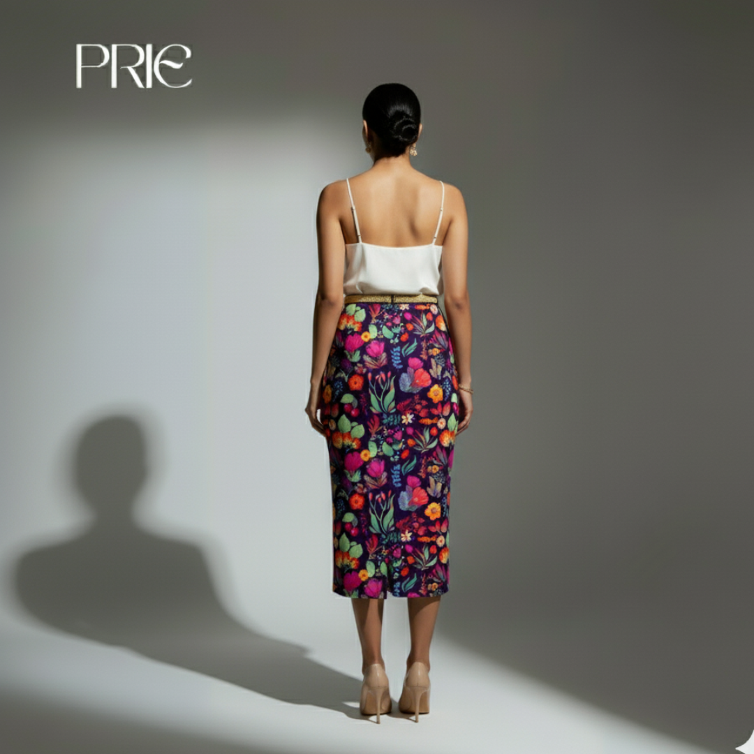 Midnight Bloom Pencil Skirt