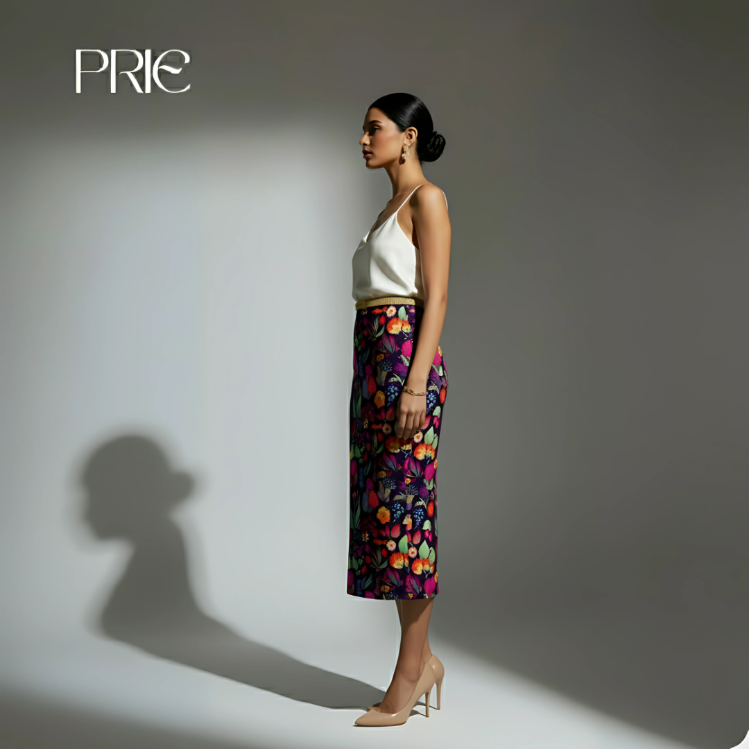 Midnight Bloom Pencil Skirt