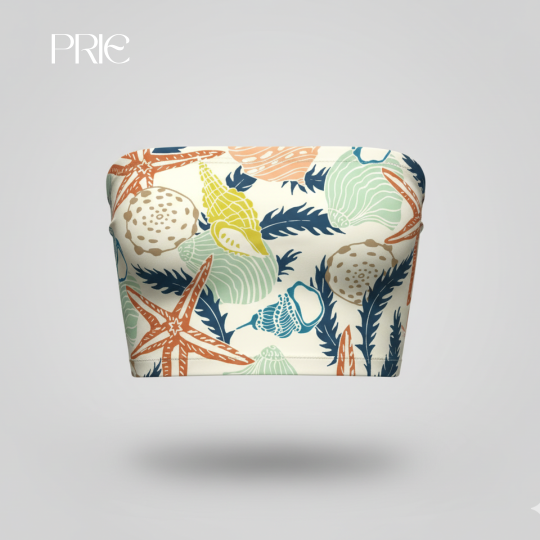 Seashell Print Strapless Top