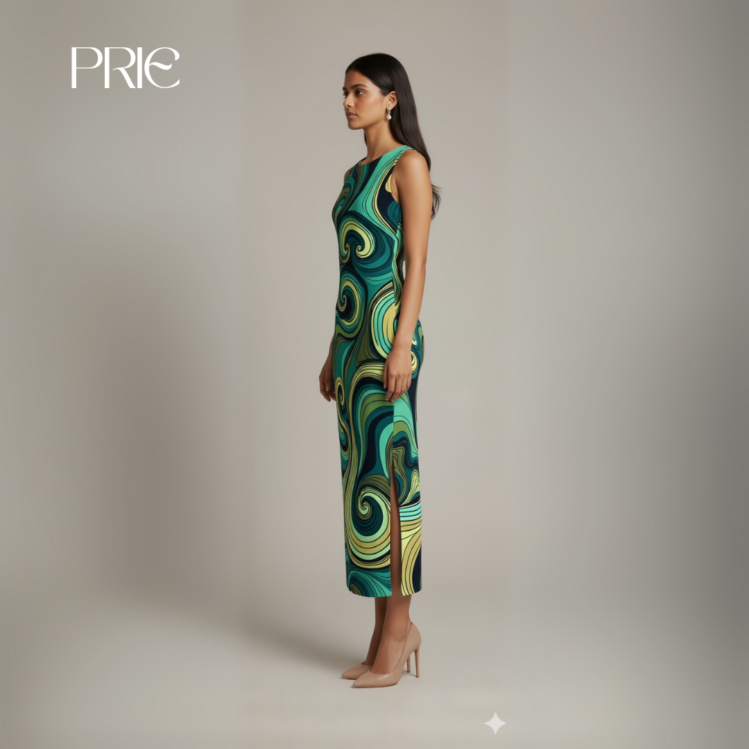 Abstract Swirl Maxi Dress