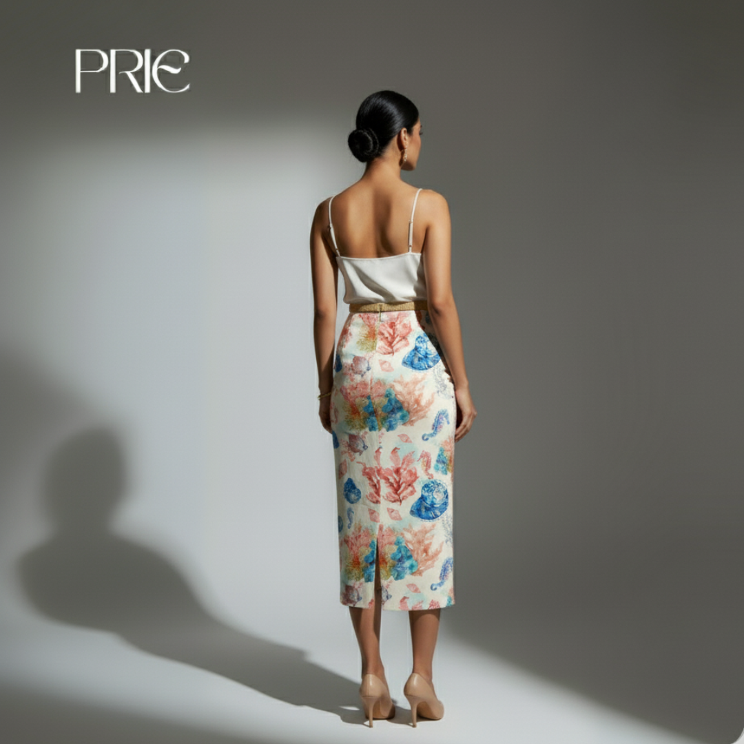 Coral Cove Elegance Midi Skirt