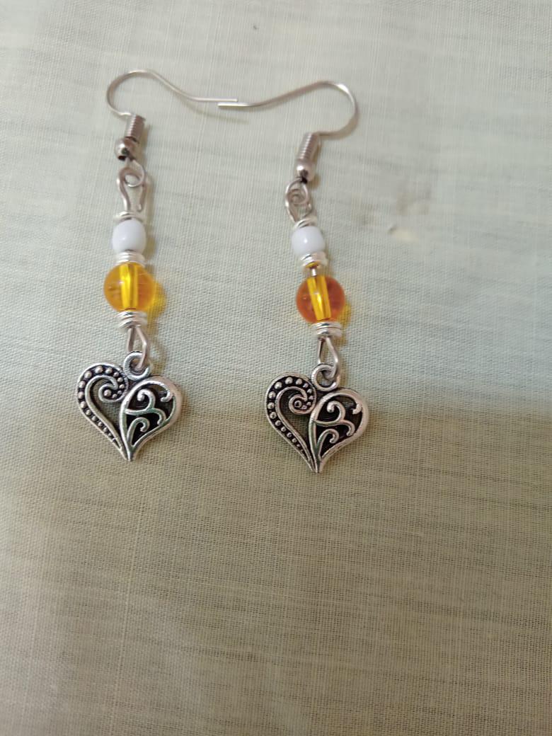 Heart Charm Beaded Earrings
