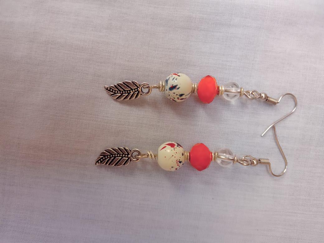 Handcrafted Beaded Leaf Earrings