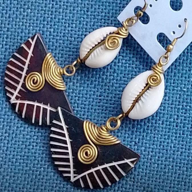 Boho Shell and Wire Earrings