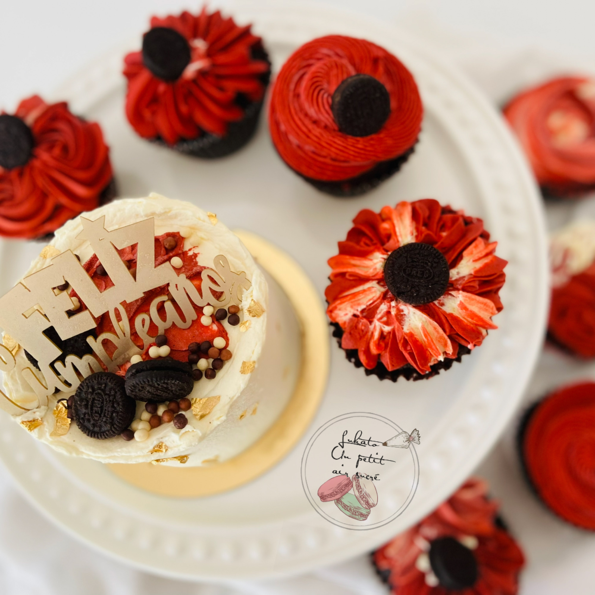 Mini Cake Floral + 6 Cupcakes Elegancia