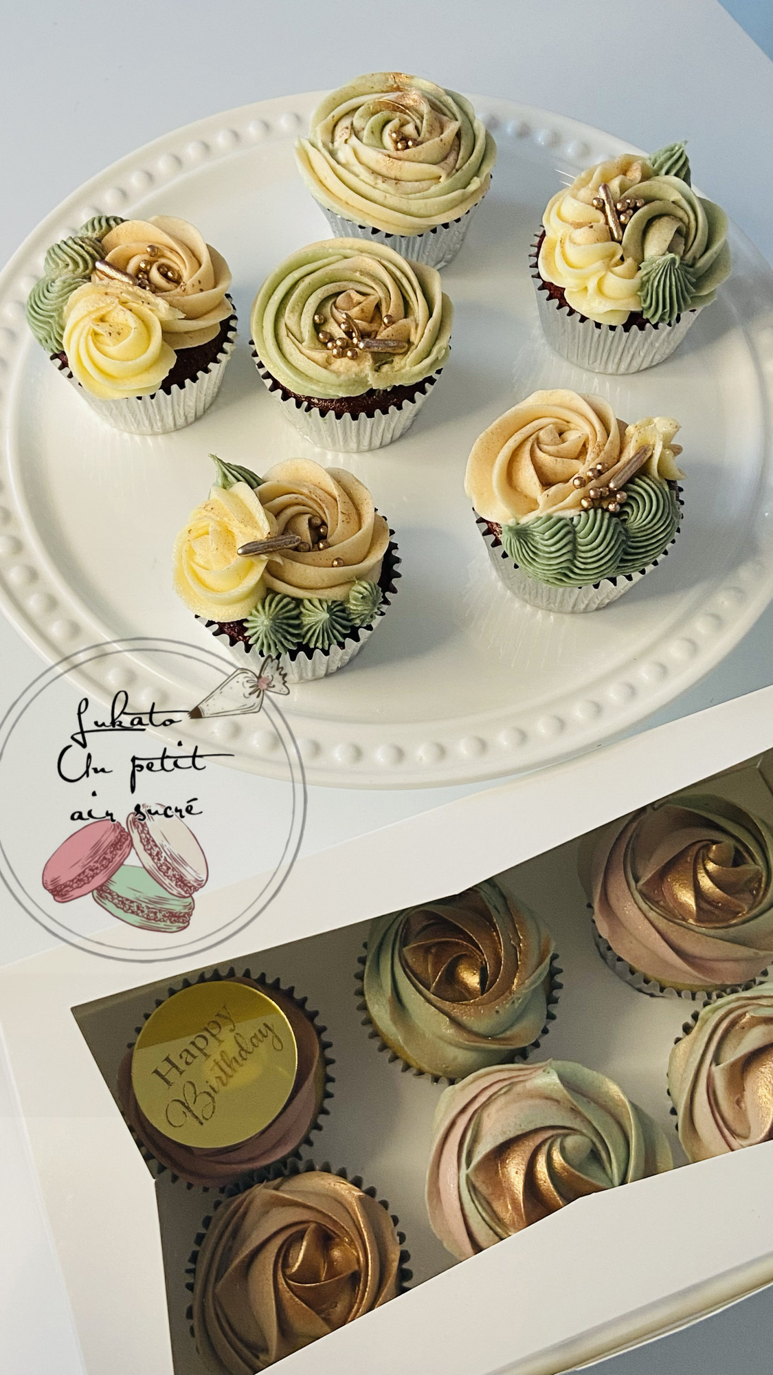Mini Cake Floral + 6 Cupcakes Elegancia