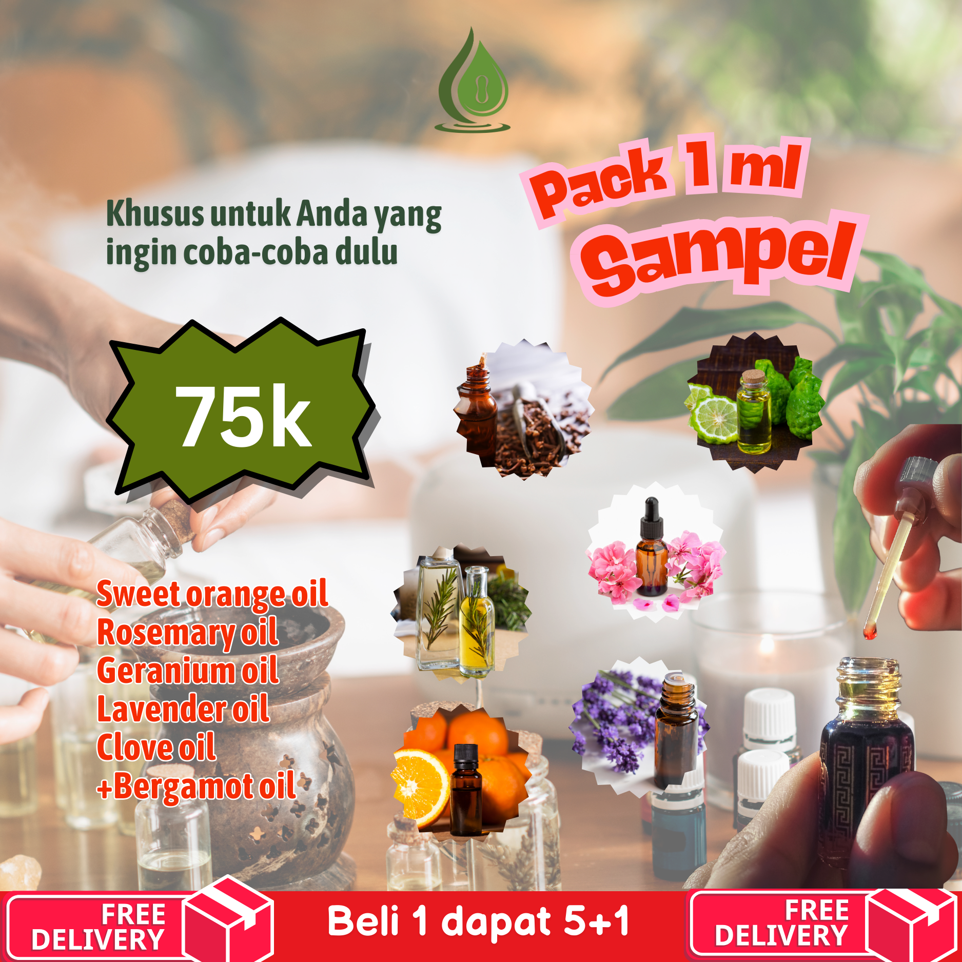 Essential Oil Sample Pack 1 ml Buy 1 Get 5 + 1 free