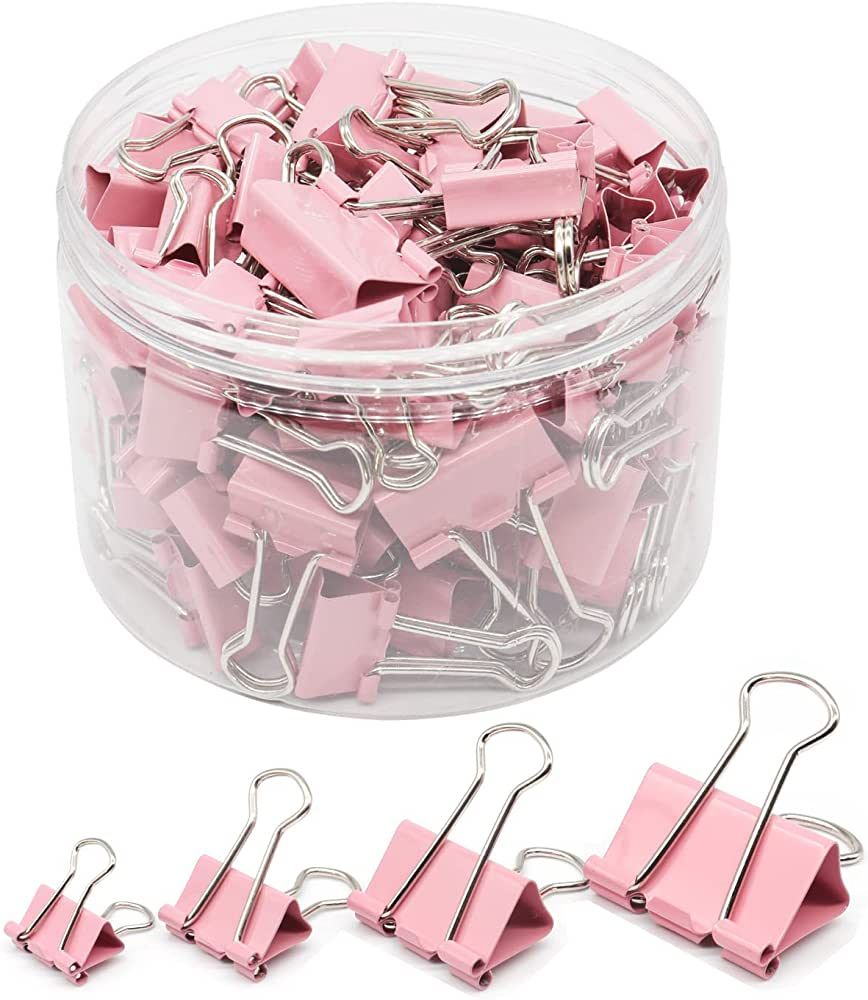 Pink Binder Clips Set 10 pcs