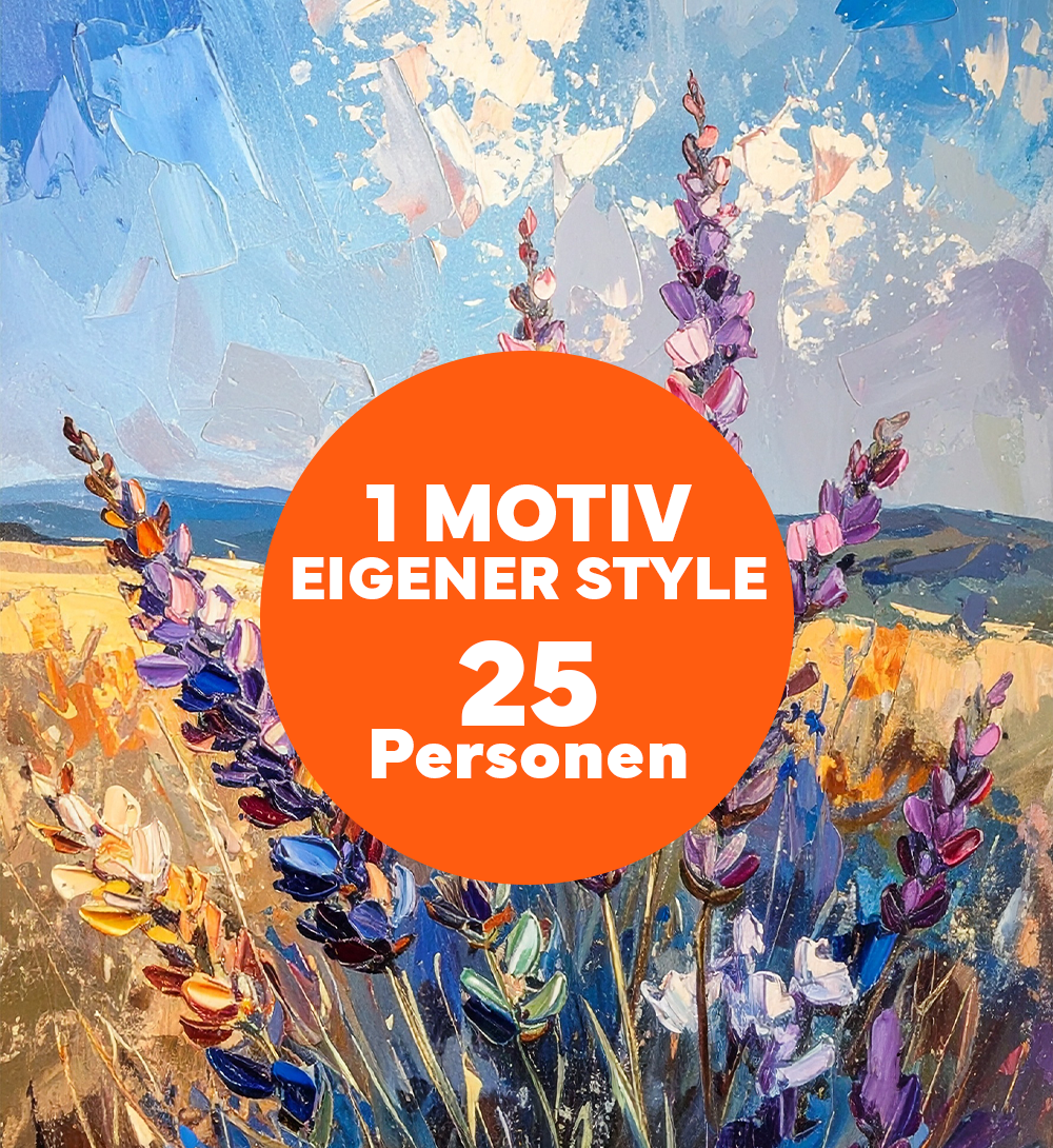 25 Personen Teamevent - Gleiches Motiv, eigener Stil