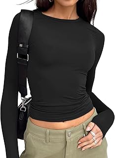 Women's Black Long Sleeve Crop Top
